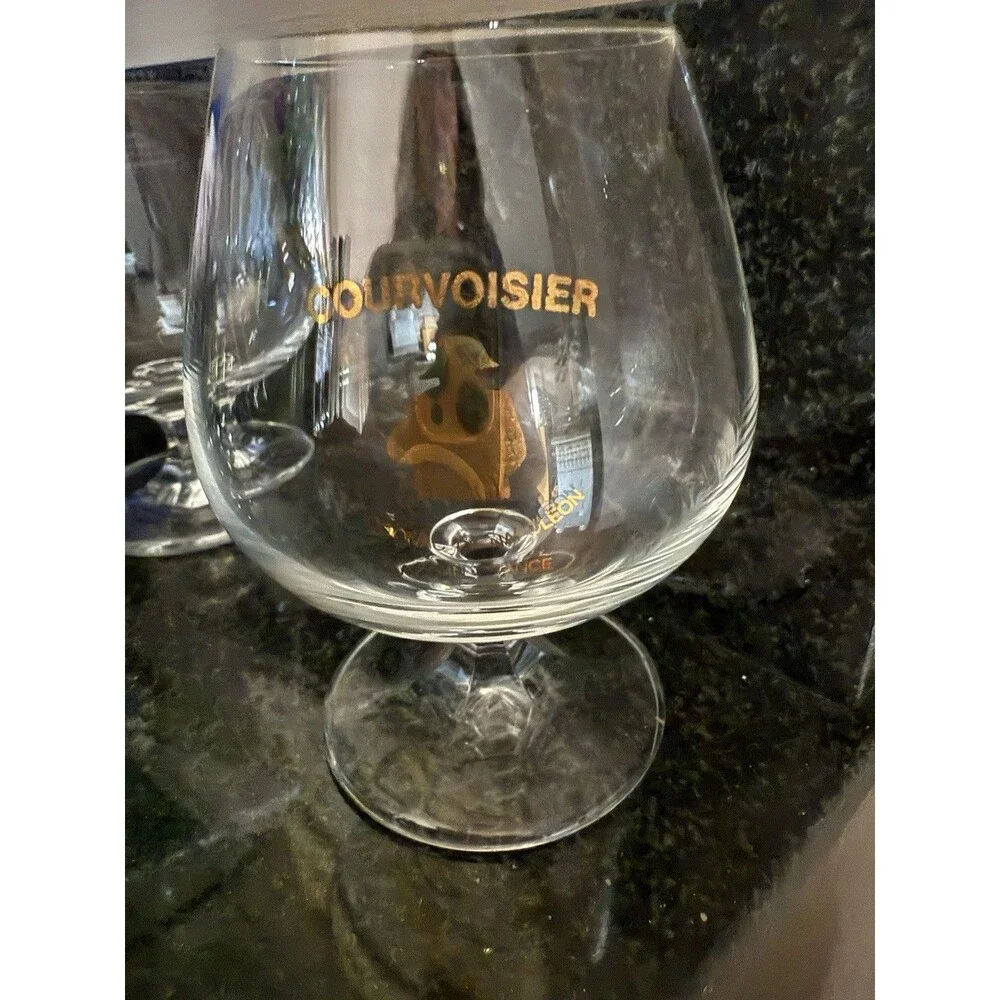 Courvoisier Glasses Brandy Snifter Le Cognac de Napoleon Vintage Set of 2 EUC